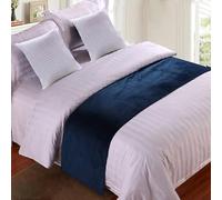 LEEMQCYA Velvet Bed Runners Bedspread Cover Solid Soft No Fading Bed Scarf Protection for Bedroom Wedding Room Home Hotel Bedding Decorations,Navy Blue-45x260cm for 2m bed