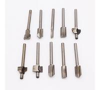 Leen4You 1/8"(3.2mm) Mini Shank HSS Titanium Router Bits Compatible with Dremel Foredom Rotary Tool Set for DIY Woodworking, Carving, Engraving, Drilling(10pcs)