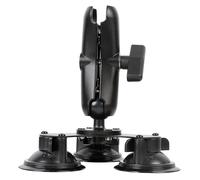 Leenconghui Triple Suction Cup with 1.5" / 38mm Ball, Heavy Duty 3 Suction Car Mount Base& Double Socket Arm Compatible with RAM C Size Mounts（1.5" Ball Triple Suction Base with 5.91" Arm）