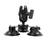 Leenconghui Triple Suction Cup with 1.5" / 38mm Ball, Heavy Duty 3 Suction Car Mount Base& Double Socket Arm Compatible with RAM C Size Mounts（1.5" Ball Triple Suction Base with 3.54" Arm）