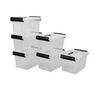 Leendines 3 L Small Boxes with Lid, Clear Plastic Storage Boxes Set of 6
