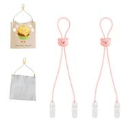 Leeneen 2Pcs Bib Holder Dental Napkin Clip,Portable Silicone Dentist Clips Napkin Chains Bib Handy for Holding a Bib for Children Adult Elderly Senior Individuals (Pink)