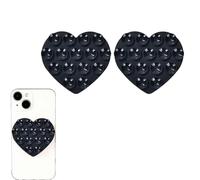 Leeneen 2Pcs Double-sided Heart Shaped Silicone Suction Phone Case Mount,Non Slip Suction Cup Phone Mount,Hands-Free Accessories Holder for Selfies and Videos,for All Cell Phone (Black)