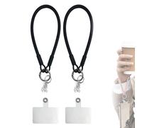 Leeneen 2Pcs Little Bear Silicone Loop Phone Lanyard,Hand Wrist Strap Lanyard Cell Phone Lanyard Compatible with All Phone case (black)