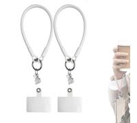 Leeneen 2Pcs Little Bear Silicone Loop Phone Lanyard,Hand Wrist Strap Lanyard Cell Phone Lanyard Compatible with All Phone case (white)