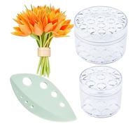 Leeneen 2PCS Spiral Ikebana Stem Holder,Hanataba Flower Arranger Twist,DIY Bouquet Twister for Flowers Stems of Various Sizes wiht Herb Stripper(Small&Large) (transparent)