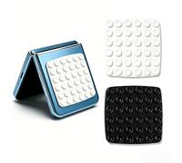 Leeneen 2Pcs Square Silicone Suction Phone Case Adhesive Mount with 36 Powerful Cups,3M Sticky Grip Compatible with iPhone,Android & Foldable Phones,Hands-Free Mirror Shower Holder(black white)