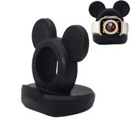 Leeneen For Apple Watch Charger Stand,Silicone Charger Stand Compatible with Apple Watch Series Ultra2/Ultra/10/9/8/SE2/7/6/SE/5/4/3/2/1Cute iWatch Charging Dock,Supports Nightstand (black)