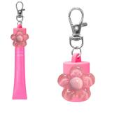 Leeneen Holder for Lip Gloss Summer Fridays,Lip Balm Holder Keychain,Portable lovely flower Lipgloss Case for Women & Moms (red)