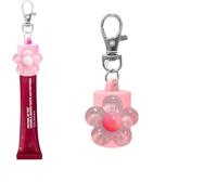 Leeneen Holder for Lip Gloss Summer Fridays,Lip Balm Holder Keychain,Portable lovely flower Lipgloss Case for Women & Moms (pink)