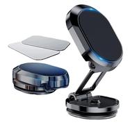 Leeneen Magnetic Phone Holder for Car,Foldable Ultra Strong Magnetic Suction Car Phone Mount with2Metal Plates.360Rotation Universal Adjustable Smartphone Dash Mount for All Phones&Tablets (Black)