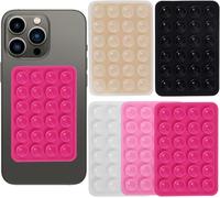 Leeneen Silicone Phone Suction Pad,5PCS Silicone Suction Phone Case Mount,Hands-Free Accessories Holder for Shower Mirror and Car Selfie Sticky Grip for phone (black pink)