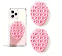 Leeneen Strawberry Silicone Suction Phone Case Mount,Cute Silicon Adhesive Phone Accessory for Smartphones, Hands-Free Mirror Shower Phone Holder for Selfies, Tiktok Videos (pink)