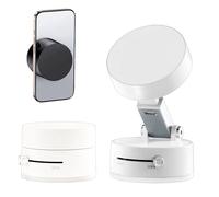 Leeneen Strong Magnetic Vacuum Suction Phone Holder,for Car/Home/Smooth Surface/Mirror/Glass 360°Foldable and Retractable Magnetic Suction Cup Phone Stand for Car (White)