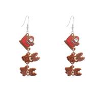 Leeniuniu Double-Sided Acrylic Gingerbread Man Earrings Santa Claus Reindeer Elk Sled Earrings Christmas Party Jewelry, Santa Claus Elk, Acrylic, No Gemstone