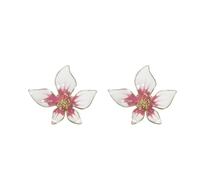 Leeniuniu Drip Oil Large Flower Stud Earrings for Women Colorful Five Petal Floral Earrings Summer Party Jewelry, L, Metal, No Gemstone