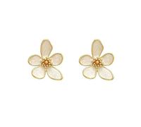 Leeniuniu Enamel Drip Glaze Five Petal Flower Stud Earrings Boho Floral Earrings Lightweight Party Jewelry, L, Metal, No Gemstone