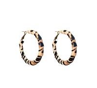 Leeniuniu Geometric Leopard Print C-Shaped Hoop Earrings Square Circular Chunky Statement Earrings for Women Trendy Animal Print Jewelry, L, Metal, No Gemstone