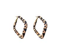 Leeniuniu Geometric Leopard Print C-Shaped Hoop Earrings Square Circular Chunky Statement Earrings for Women Trendy Animal Print Jewelry, L, Metal, No Gemstone