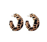 Leeniuniu Geometric Leopard Print C-Shaped Hoop Earrings Square Circular Chunky Statement Earrings for Women Trendy Animal Print Jewelry, L, Metal, No Gemstone