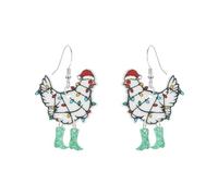 Leeniuniu Hilarious Dancing Chicken Earrings with Light-Up High Heels Fun Christmas Novelty Dangle Earrings for Women Unique Xmas Party Jewelry, L, Acrylic, No Gemstone