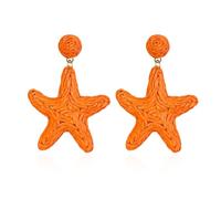 Leeniuniu Raffia Rattan Starfish Drop Earrings Summer Beach Boho Sea Star Dangle Handmade Straw Starfish Stud Earrings, RAFFIA, No Gemstone