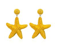Leeniuniu Raffia Rattan Starfish Drop Earrings Summer Beach Boho Sea Star Dangle Handmade Straw Starfish Stud Earrings, RAFFIA, No Gemstone