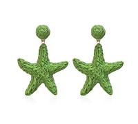 Leeniuniu Raffia Rattan Starfish Drop Earrings Summer Beach Boho Sea Star Dangle Handmade Straw Starfish Stud Earrings, RAFFIA, No Gemstone