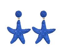 Leeniuniu Raffia Rattan Starfish Drop Earrings Summer Beach Boho Sea Star Dangle Handmade Straw Starfish Stud Earrings, RAFFIA, No Gemstone