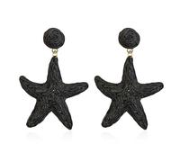 Leeniuniu Raffia Rattan Starfish Drop Earrings Summer Beach Boho Sea Star Dangle Handmade Straw Starfish Stud Earrings, RAFFIA, No Gemstone