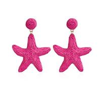 Leeniuniu Raffia Rattan Starfish Drop Earrings Summer Beach Boho Sea Star Dangle Handmade Straw Starfish Stud Earrings, RAFFIA, No Gemstone