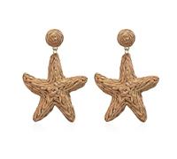 Leeniuniu Raffia Rattan Starfish Drop Earrings Summer Beach Boho Sea Star Dangle Handmade Straw Starfish Stud Earrings, RAFFIA, No Gemstone