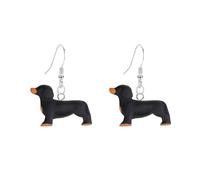 Leeniuniu Resin Cartoon Sausage Dog Earrings Cute Dachshund Dangle Earrings for Women Dog Lovers Fun Lightweight Party Jewelry, L, Resin, No Gemstone