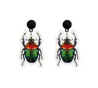 Leeniuniu Stylish Acrylic Beetle Earrings for Women Lightweight Trendy Cute Acrylic Beetle-Shaped Dangle Earrings, L, Acrylic, No Gemstone