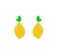 Leeniuniu Summer Acrylic Lemon Stud Earrings Cute Yellow Fruit Dangle Drop Earrings for Women Lightweight Fun Citrus Tropical Jewelry, L, Acrylic, No Gemstone