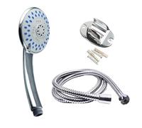 LEENSY Shower Head Powerful Flow Chrome Shower Hose Pressure Boosting Shower Head Spray with 5 Modes Water Saving Bathing for Adults Children Home and Gym Use (Shower Head + 2m Hose + Shower Bracket)
