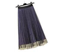LEENSY Womens Above Ankle Full Length Elastic Pleated Retro Maxi Chiffon Long Skirt Georgette, L E E N S Y Womens High Elasticated Waisted Gypsy Bodycon Flared Franki Long Maxi Skirt (M/L, Blue)