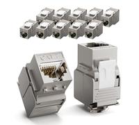 LEENUE 12 Pack RJ45 Keystone Jack Cat7, Gold-pated Keystone Modul for CAT7 CAT6A CAT6 Network Cable PoE, RJ45 Connector, Ethernet Patch Network Cable, Ethernet Socket and Patch Panel, 10 Gbps/600MHZ