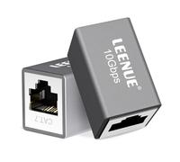 LEENUE RJ45 Coupler Female to Female, 10Gbps/600MHZ, Gold-pated Ethernet Connector, Shielded Ethernet Coupler for Cat7/ Cat6/ Cat5/ Cat5e Network Cable POE, Silver Grey 2 Pack