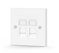 LEENUE RJ45 Socket Cat6, 2 Port Ethernet Wall Socket Faceplate, 1 Pack | Double Ethernet Keystone Jack, Network Wall Plate, for CAT6/CAT5E/CAT5 Cable, White