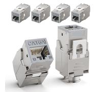 LEENUE Shielded RJ45 Keystone Jack Cat6A, 10 Gbps/500MHz, 6 Pack, Grey