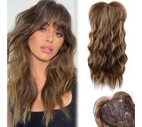 Leeons Hair Pieces for Women 20 Inch Wavy Hairpieces for Women Thin Hair Synthetic Hairpieces with Clip in Honey Blonde Mixed Light Brown
