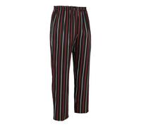 Leeonway Mens Elasticated Waist Trousers,Casual Striped Chefs Pants,Stretchy Service Cook Chefs Pants,Elasticated Waistband Classic Stripe Work Uniform for Men,Work Trousers