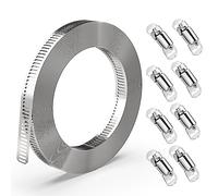 LEEPAT Stainless Hose Clamp, 11.5 Feet Jubilee Clips Large with 9 Fasteners, Stainless Steel Jubilee Clips Large Adjustable Clamps Worm for Pipe, Plumbing, Tube and Fuel Line, 3.5M X 12.7MM