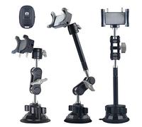 leepiya Universal Ball Head Arm for Phone 360 Adjustable Car Suction Phone Holder with Remote Control Shooting Windshield Phone Mount for Car Cell Phone Holder Stand for Video Recording