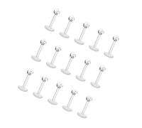 LEEQ 15 Pieces 16 Gauge Clear Acrylic Lip Rings Flexible Labret Bar Studs for Cartilage Tragus Lip Nose Piercing by LEEQ