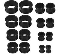 LEEQ 16 Pieces Silicone Flesh Tunnels Ear Stretchers Plugs Body Piercing Expanders, Black by LEEQ