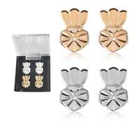 LEEQ Earring Lifter Adjustable Earring Lifter - 2 Pairs Hypoallergenic Ear Lobe Lifters for Earring Backs Earring Accessories, Pretty Women's Earring Clasps Lifters (Gold, Silver)