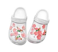 LEEQ Pack of 18 Shoe Pins, Cute Shoe Charms, Peach Blossom Sakura Accessories, Charm for Children, Shoe Charm, DIY Clog Decor for Crocs Girls Women Children Adults