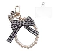 LEEQBCR 1 Piece Universal Ribbon Pearl Phone Chain, Mobile Phone Charm, Wristband Chain, Mobile Phone Chain Beaded Lanyard, Mobile Phone Carrier, Compatible with any Smartphone